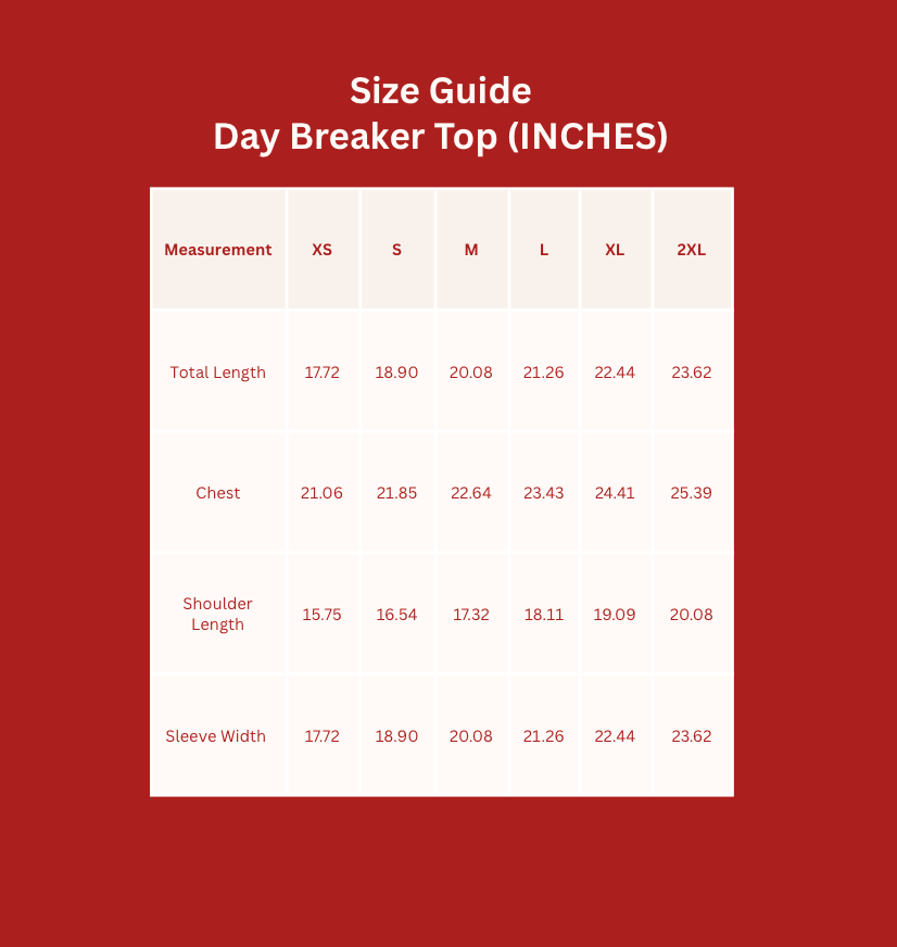 daybreak sizing
